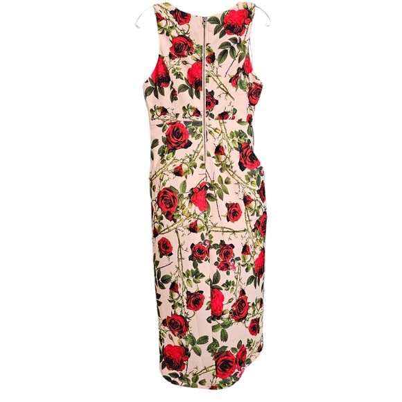 Nwot Ginger Fizz Sleeveless Plunging V Peach/Red Roses Asymmetrical Midi… - Picture 12 of 17